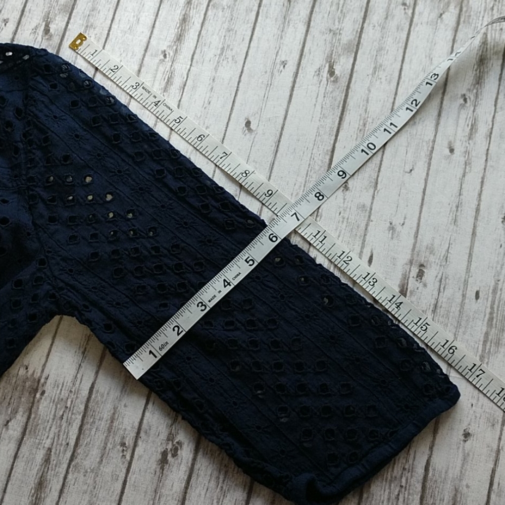Lucky Brand Navy Blue 3/4 Sleeve Blouse - Picture 7 of 8